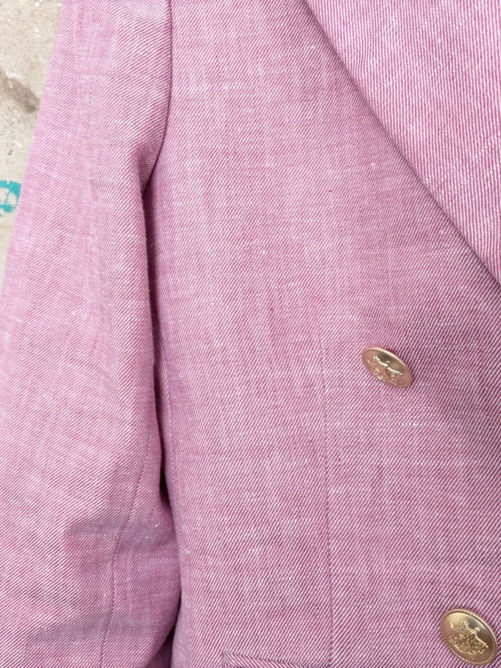 J Crew Bristol Blazer in Stretch Linen Blend, Vintage Raspberry White - Picture 5 of 7